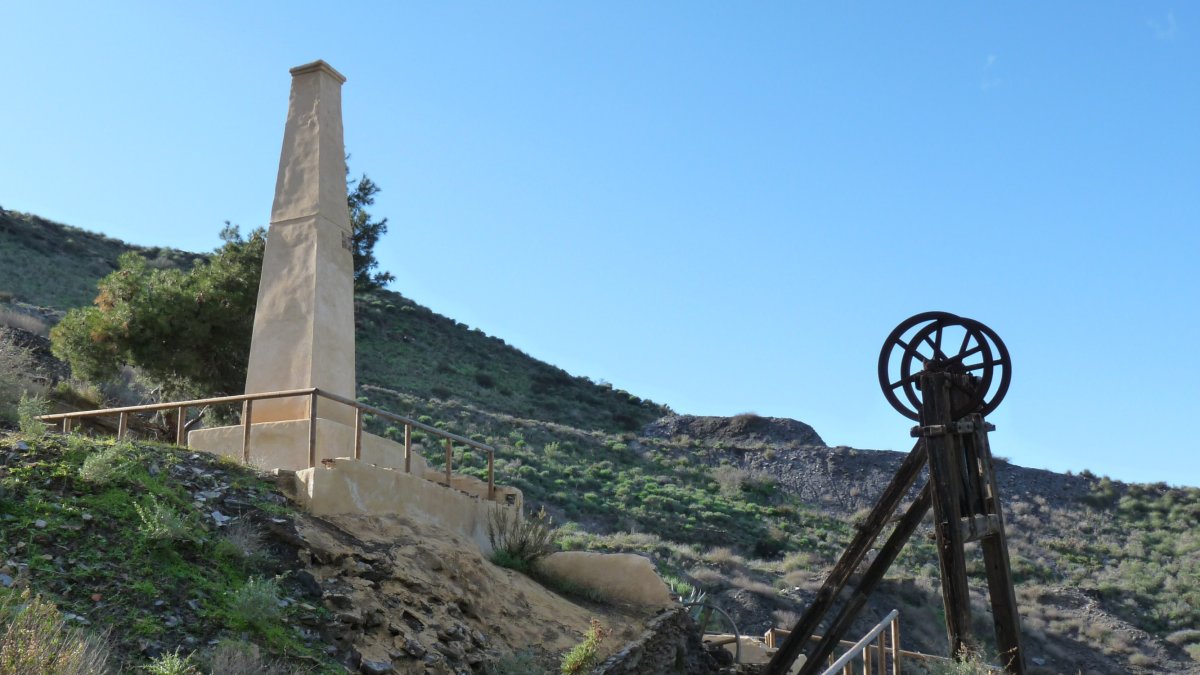 Máquina de vapor en el Barranco del Chaparral.