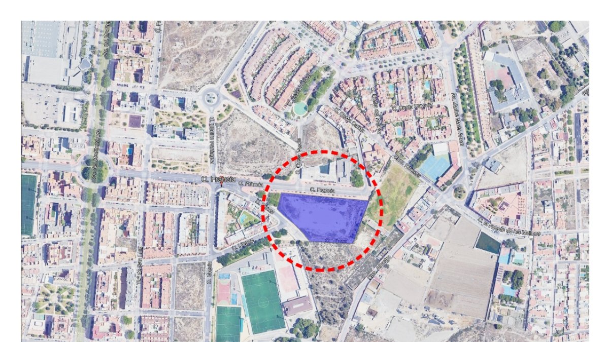 Plano de la zona en la que se ubicará el nuevo instituto.