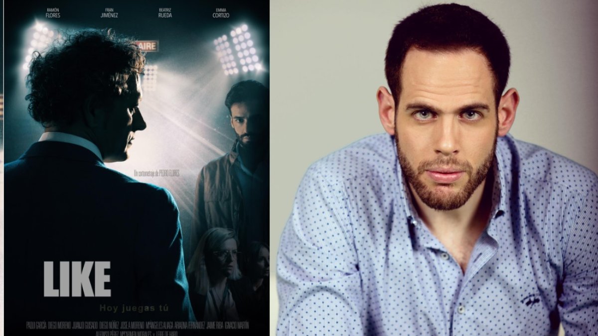 Cartel de \'Like\', junto a su director, Pedro Flores.