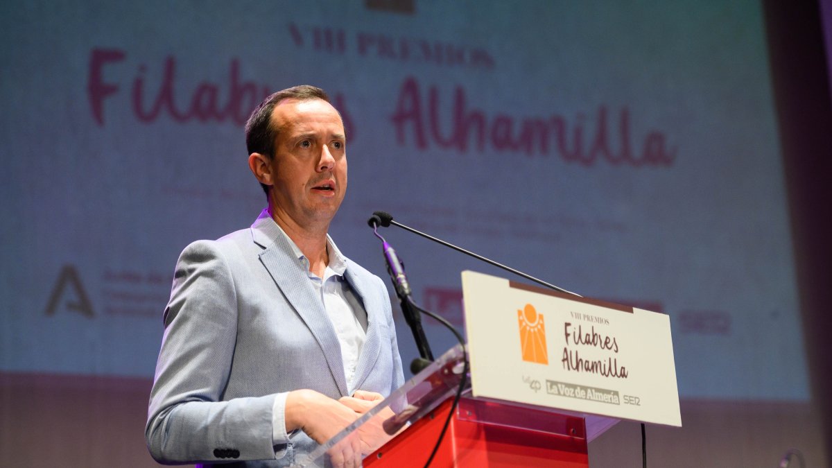 José María Martín, subdelegado del Gobierno de España, durante su intervención en Tabernas.