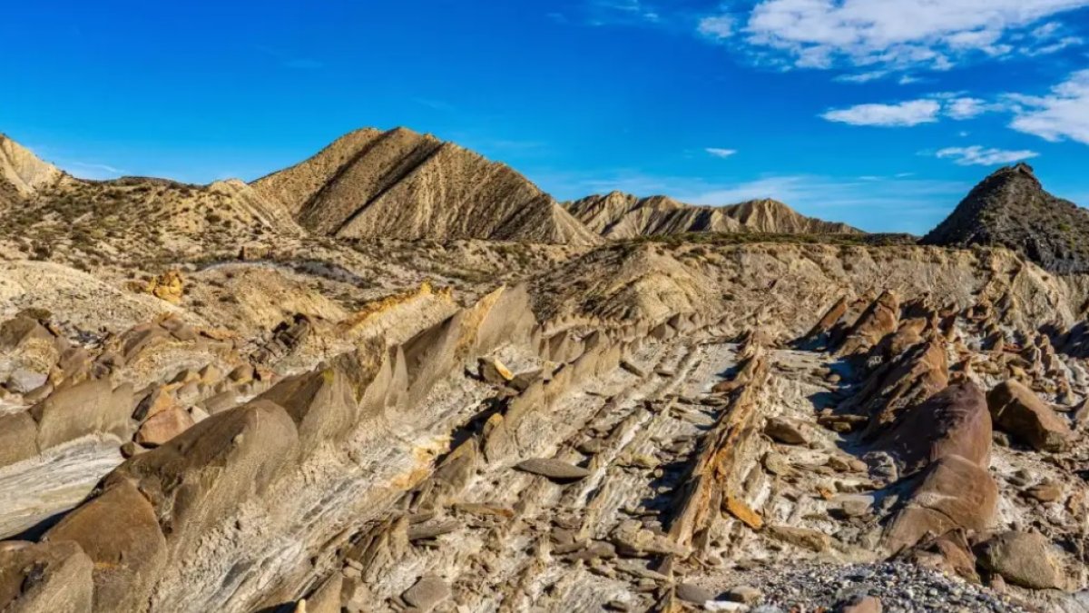 Imagen de archivo de una curiosa formación geológica en el Desierto de Tabernas.