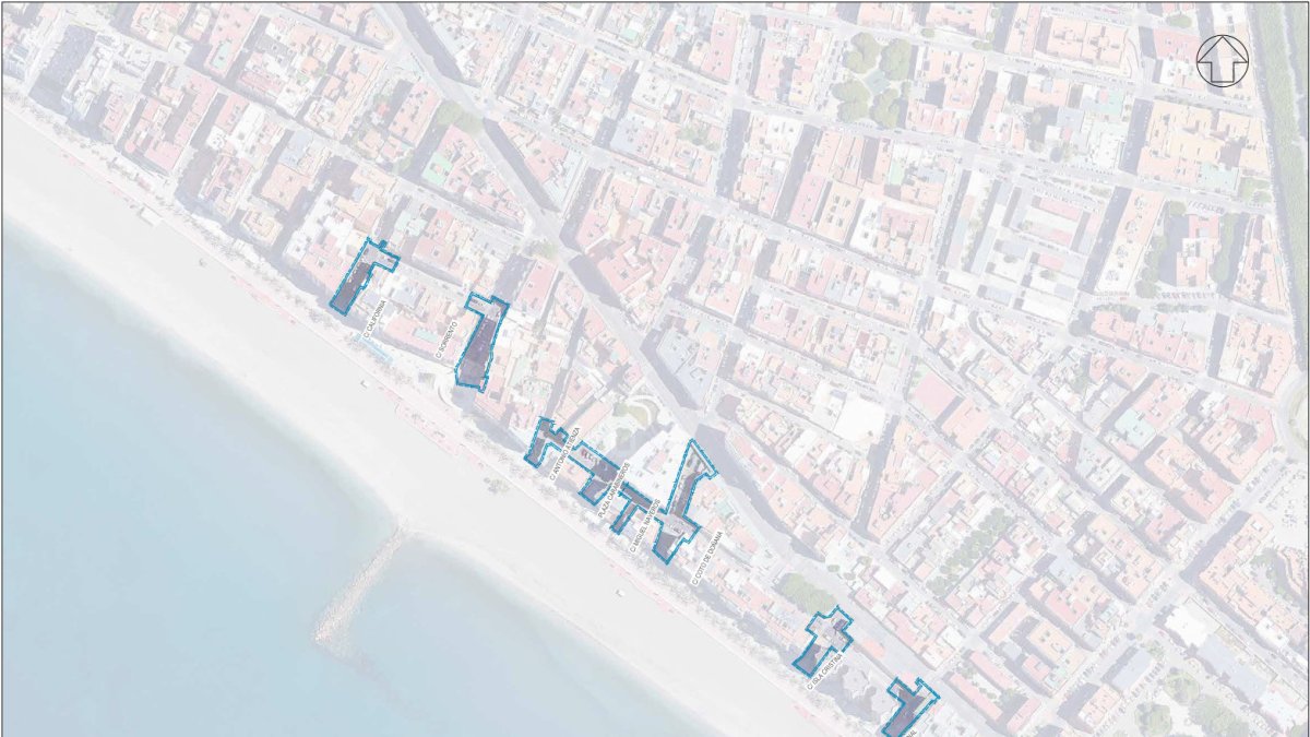 Zonas de actuación en el Paseo Marítimo.