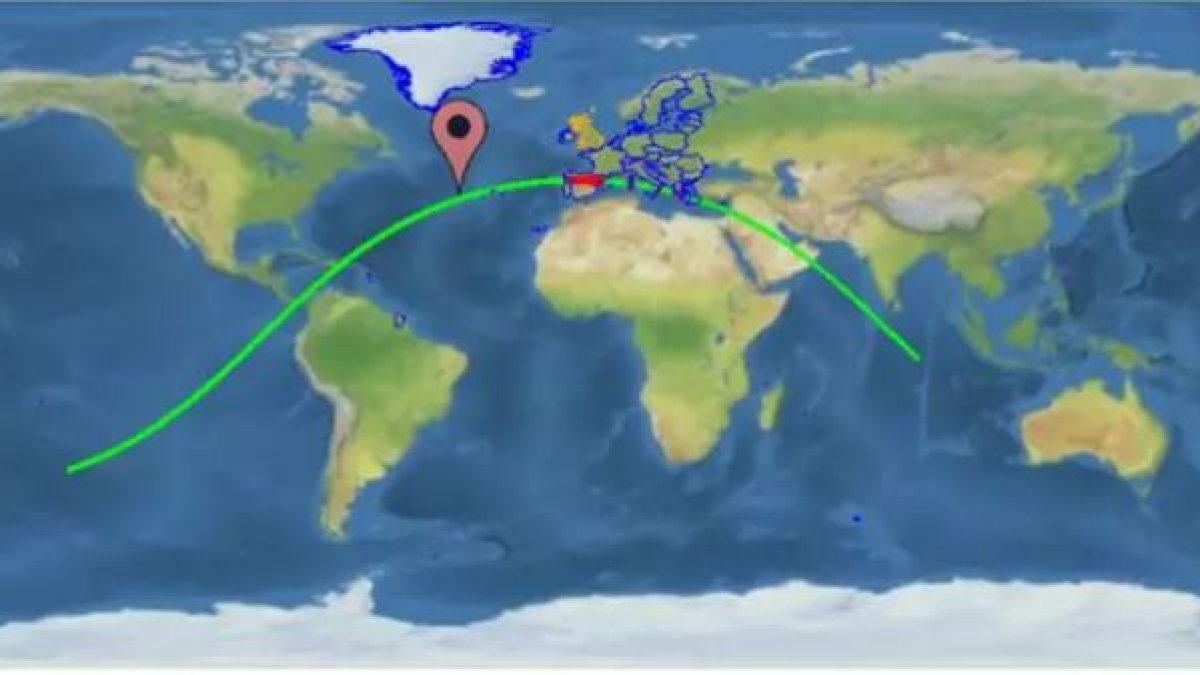 Trayectoria terrestre durante la ventana de reentrada calculada para los restos del cohete chino. Foto: EUSST
