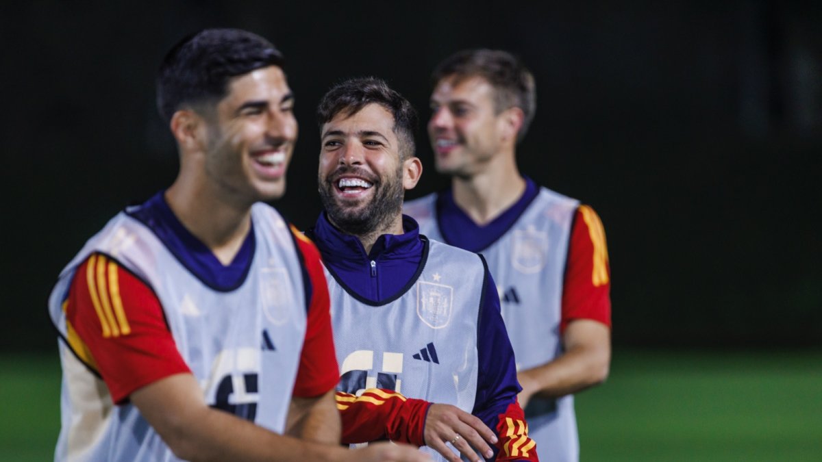 Magnífico ambiente en los jugadores de España.