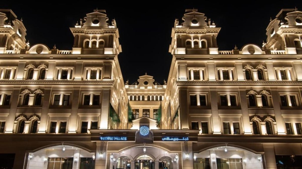 Vista de la fachada del hotel donde se hospeda el Almería.