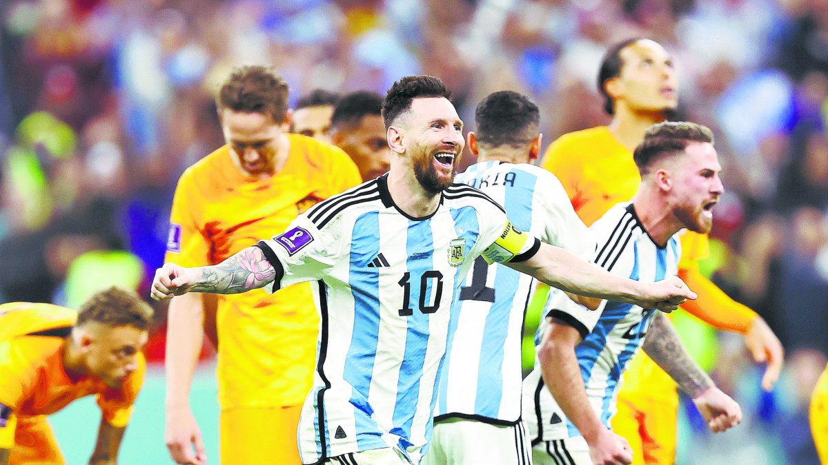 Messi celebra el pase a semifinales.