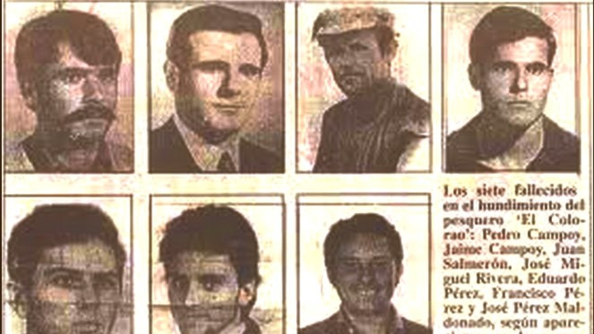 Los siete marineros fallecidos.