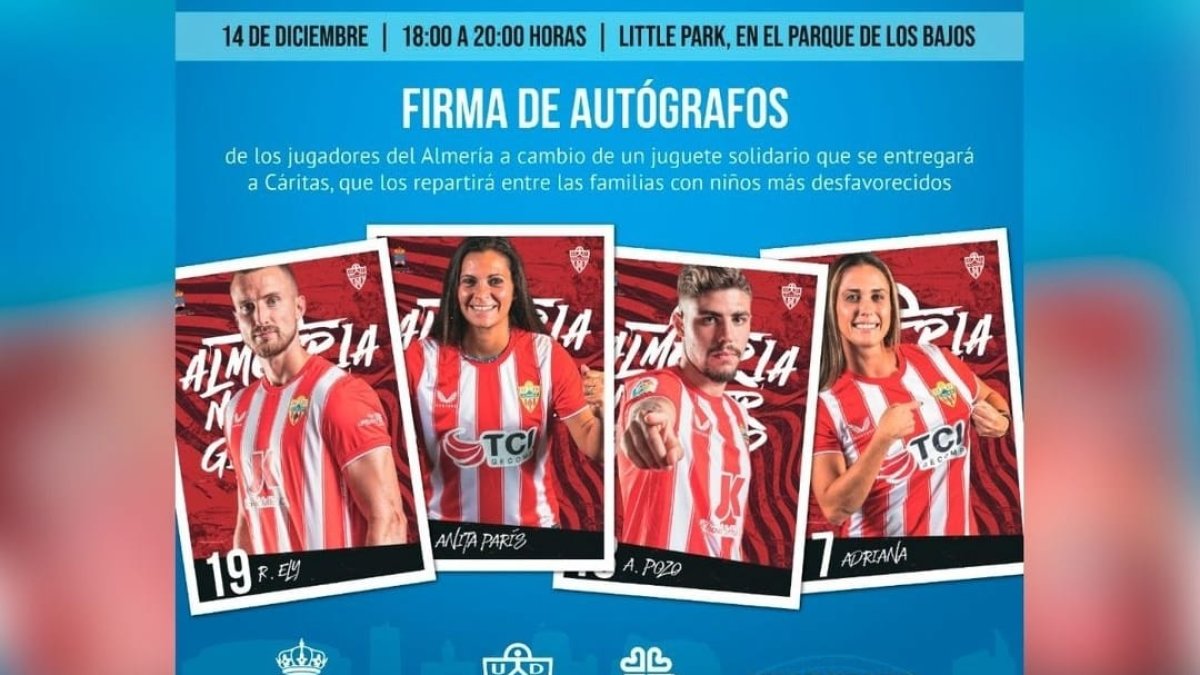 El cartel que anuncia el acto en Roquetas de Mar.