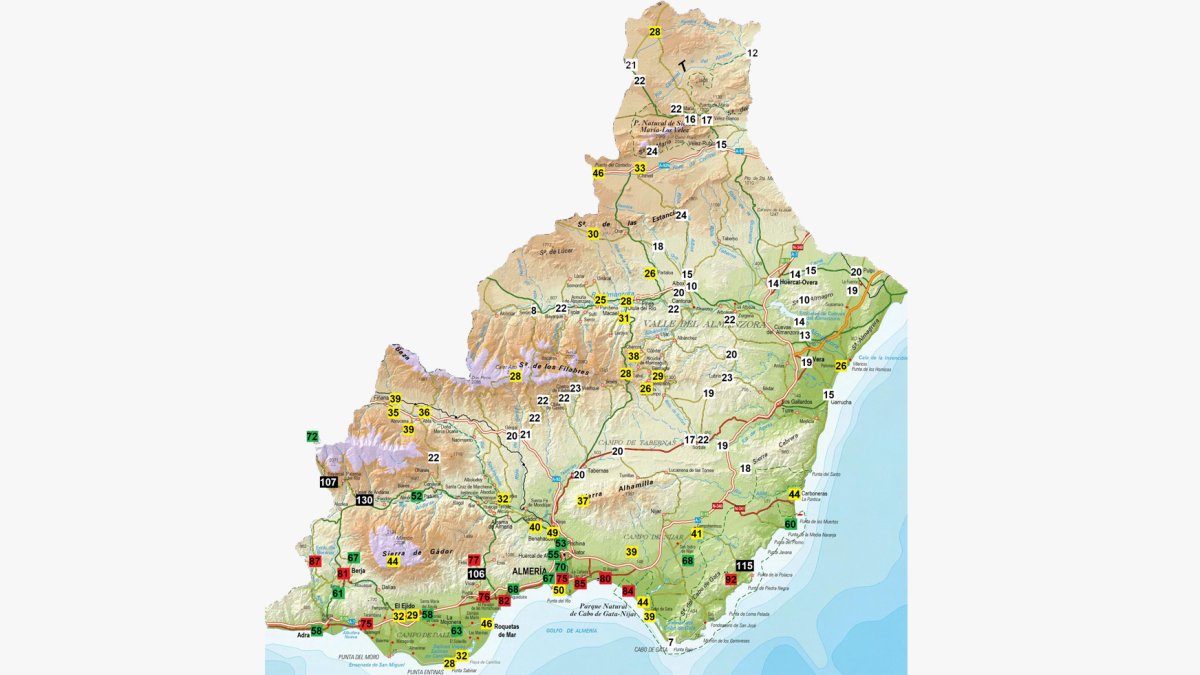 Mapa que recoge las precipitaciones acumuladas este mes en la provincia