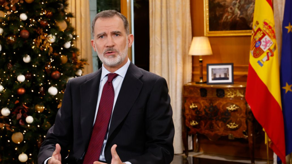 El rey Felipe VI, durante su discurso de Nochebuena.