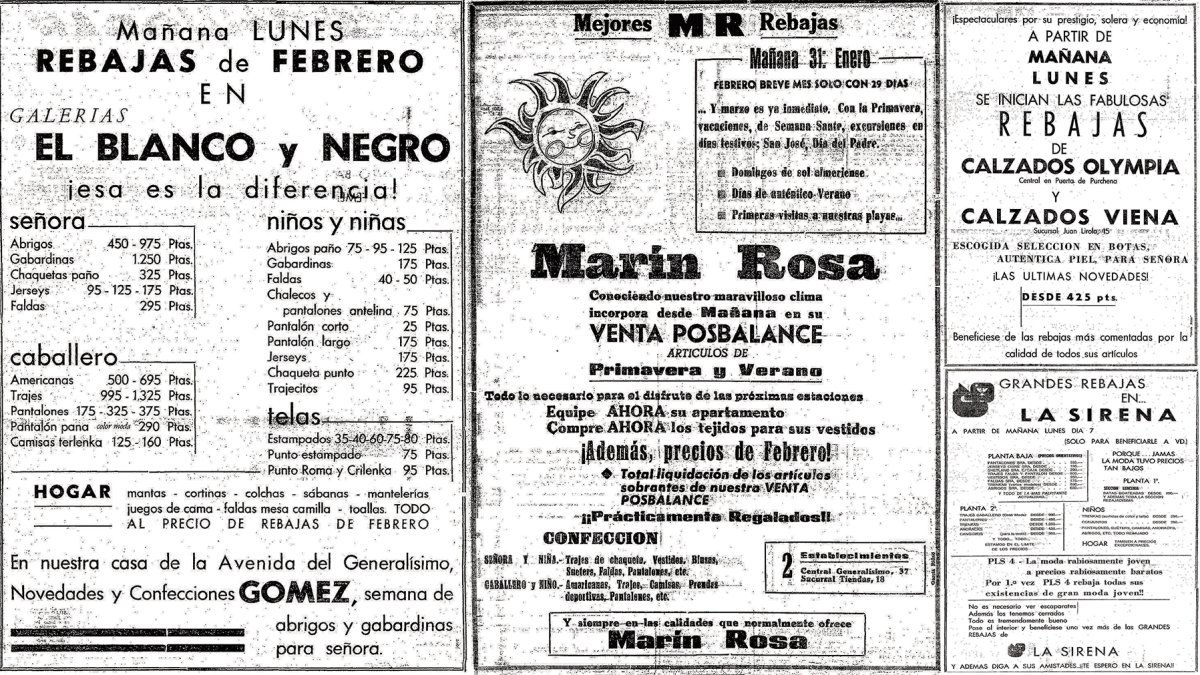 La publicidad jugaba un papel importante cuando llegaba el tiempo de las rebajas. Un buen anuncio en el periódico aseguraba el éxito en las ventas