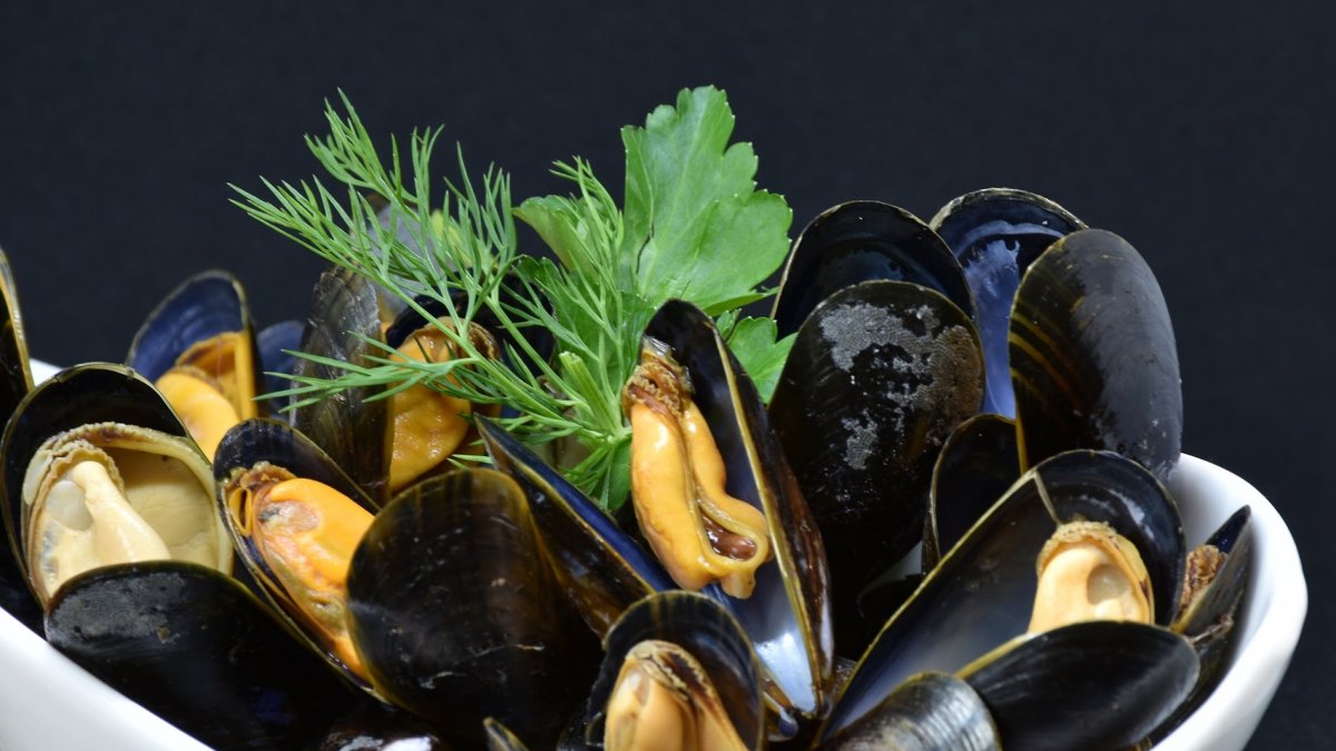 Los mejillones, protagonistas de este original plato con macarrones.