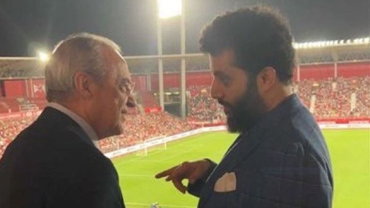 Florentino Pérez y Turki antes del Almería-Real Madrid.