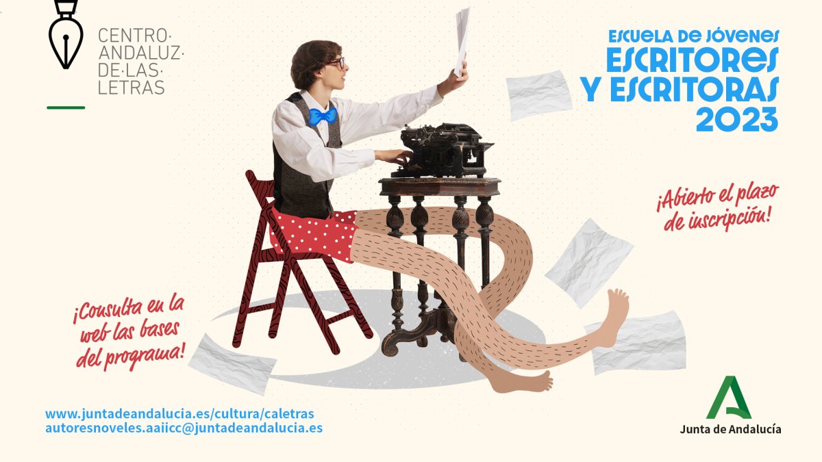 Cartel de la convocatoria del Centro Andaluz de las Letras a la Escuela de Jóvenes Escritoras y Escritores.