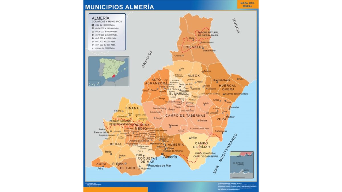 Mapa de la provincia de Almería.