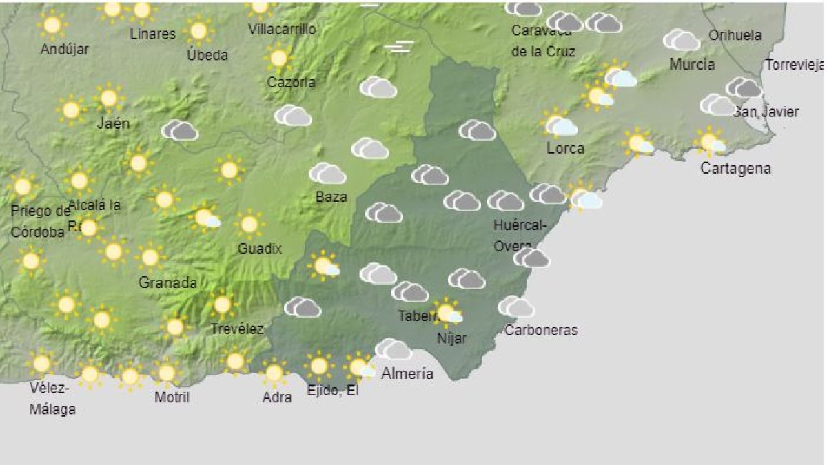 El tiempo de este jueves en la provincia de Almería.