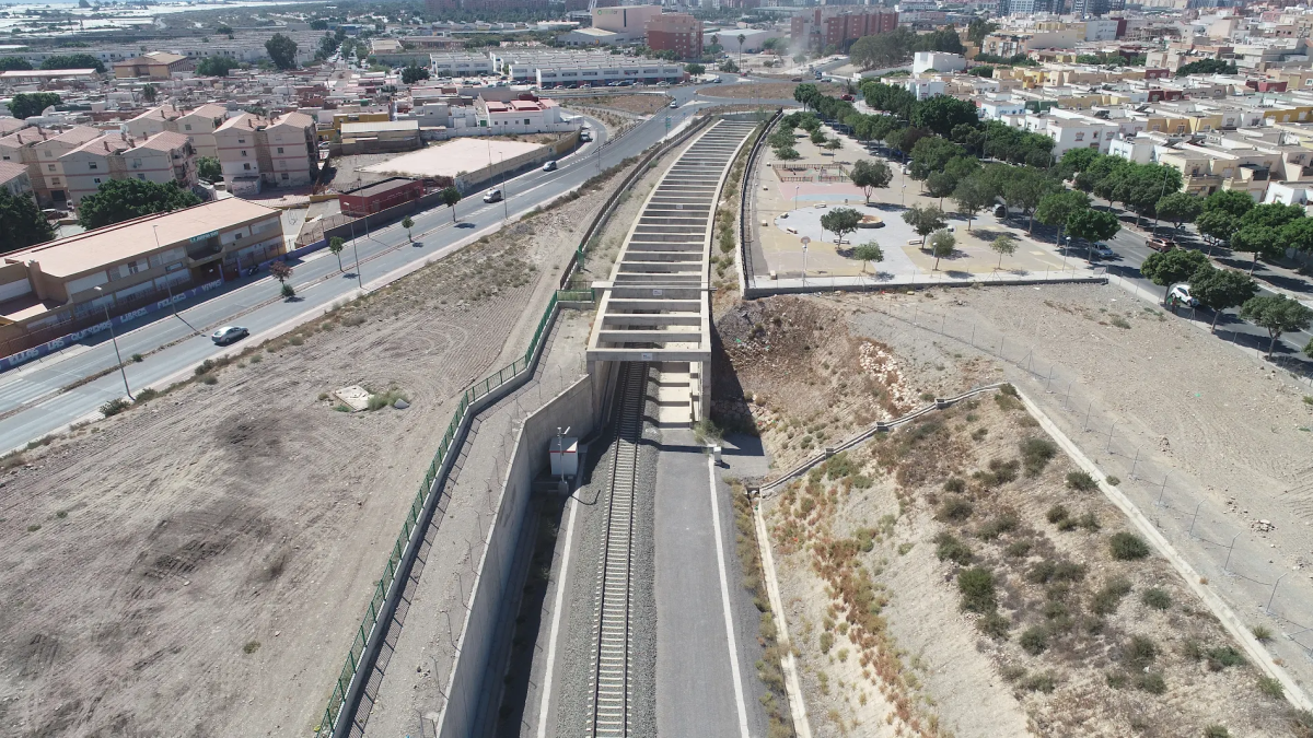 Vista aérea de la parte del soterramiento ferroviario ejecutado
