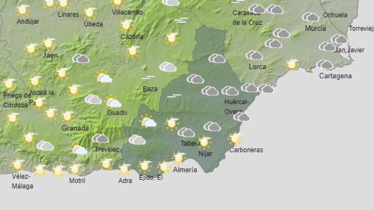 Previsión del tiempo en Almería para este martes.