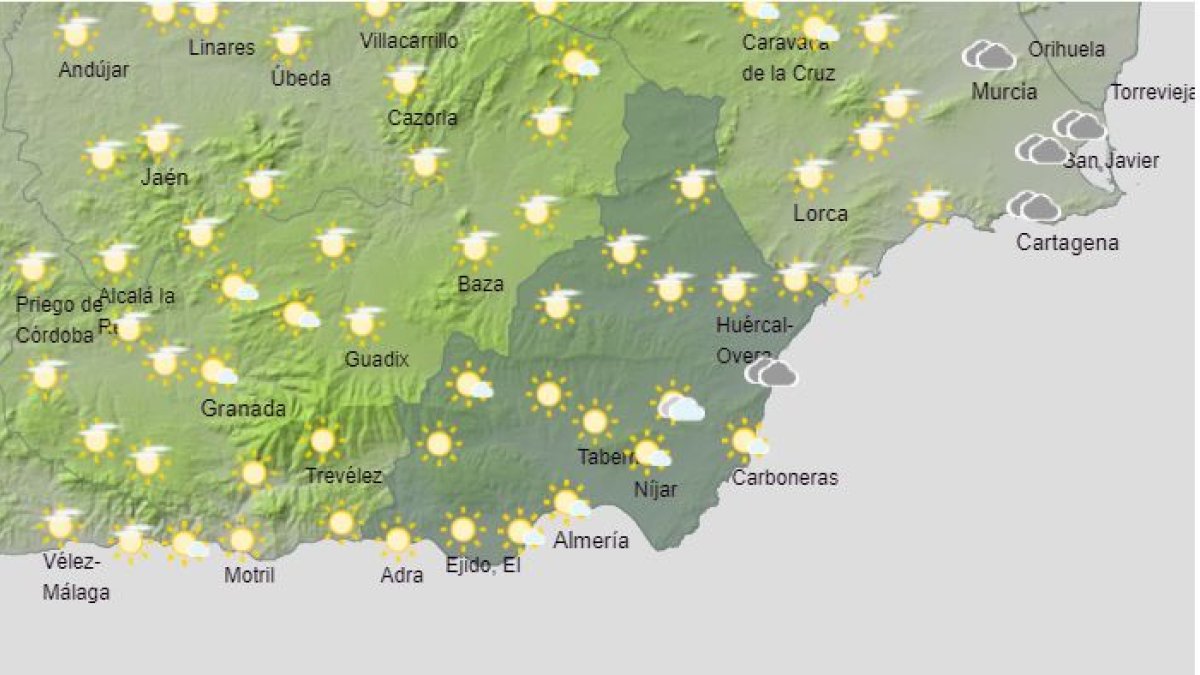 Previsión meteorológica de este lunes en la provincia.