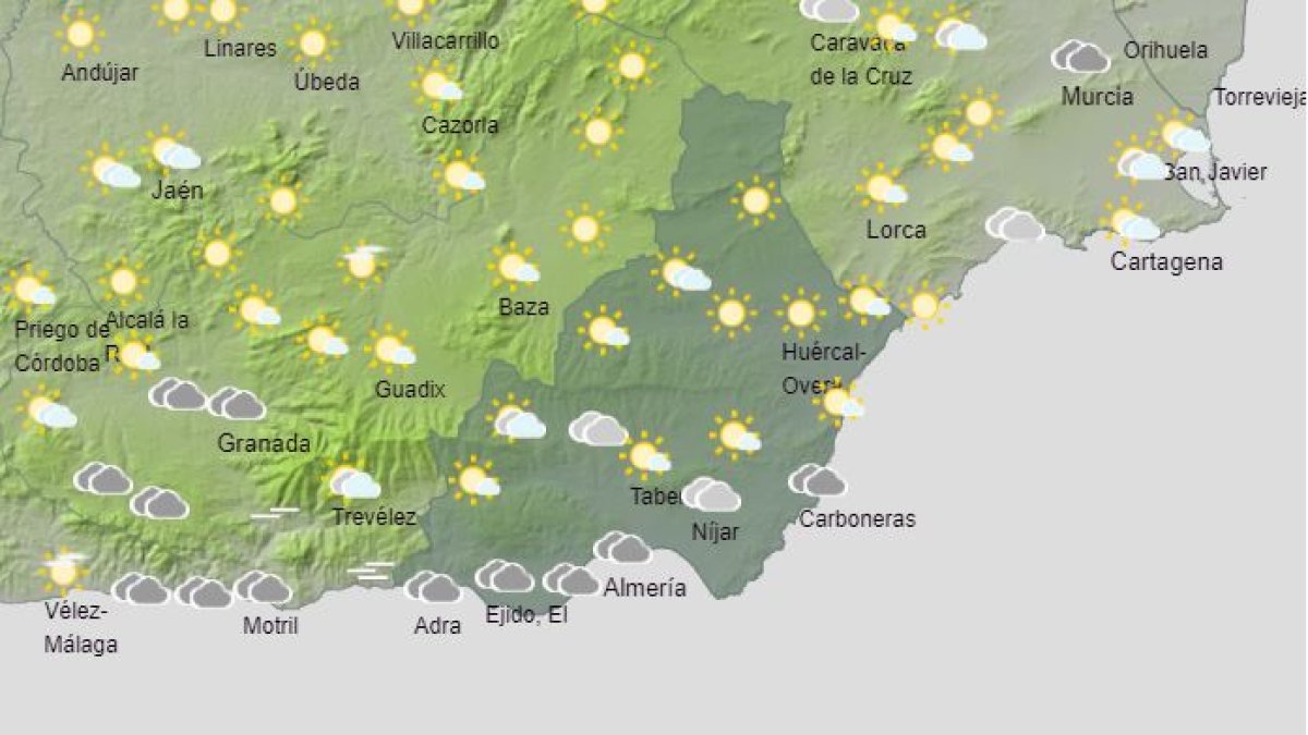 Mapa de la Aemet de la provincia para este martes.