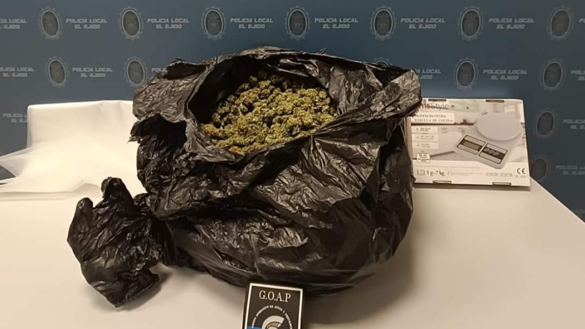 Marihuana incautada en El Ejido este sábado.