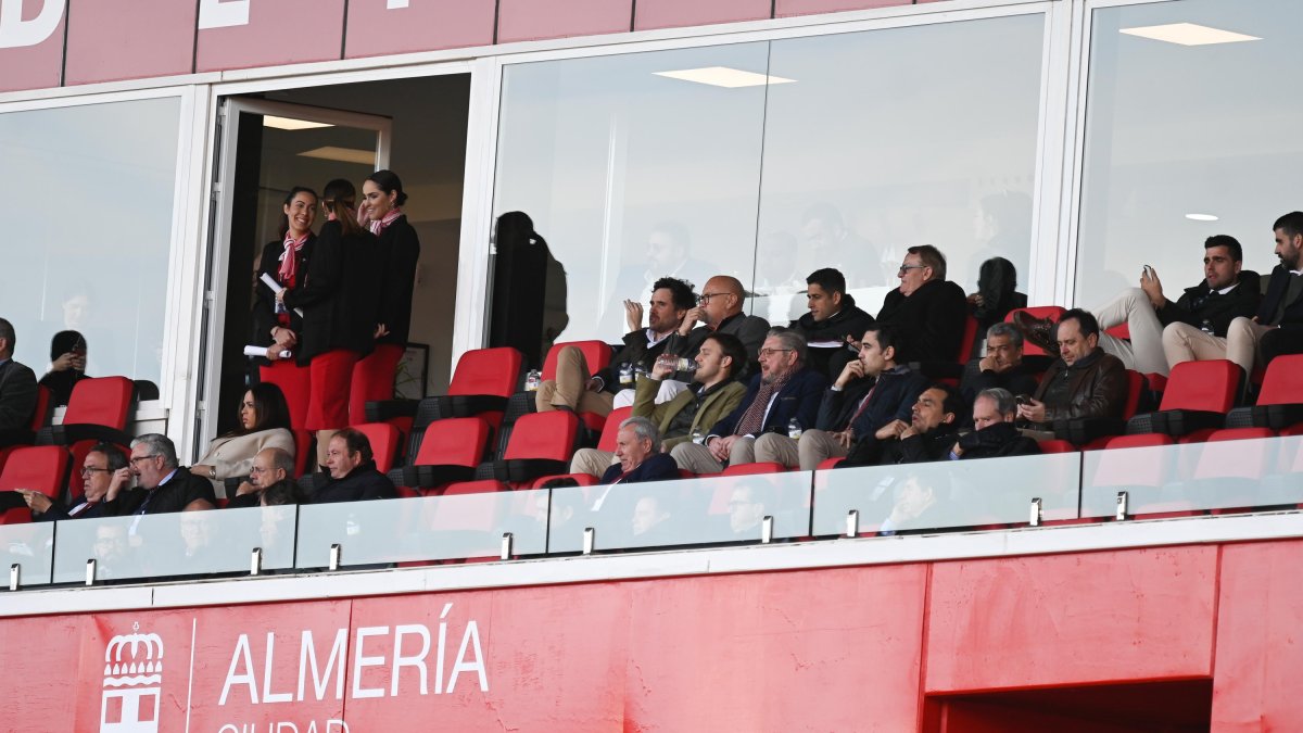 El palco del Mediterráneo en el Almería-Villarreal.