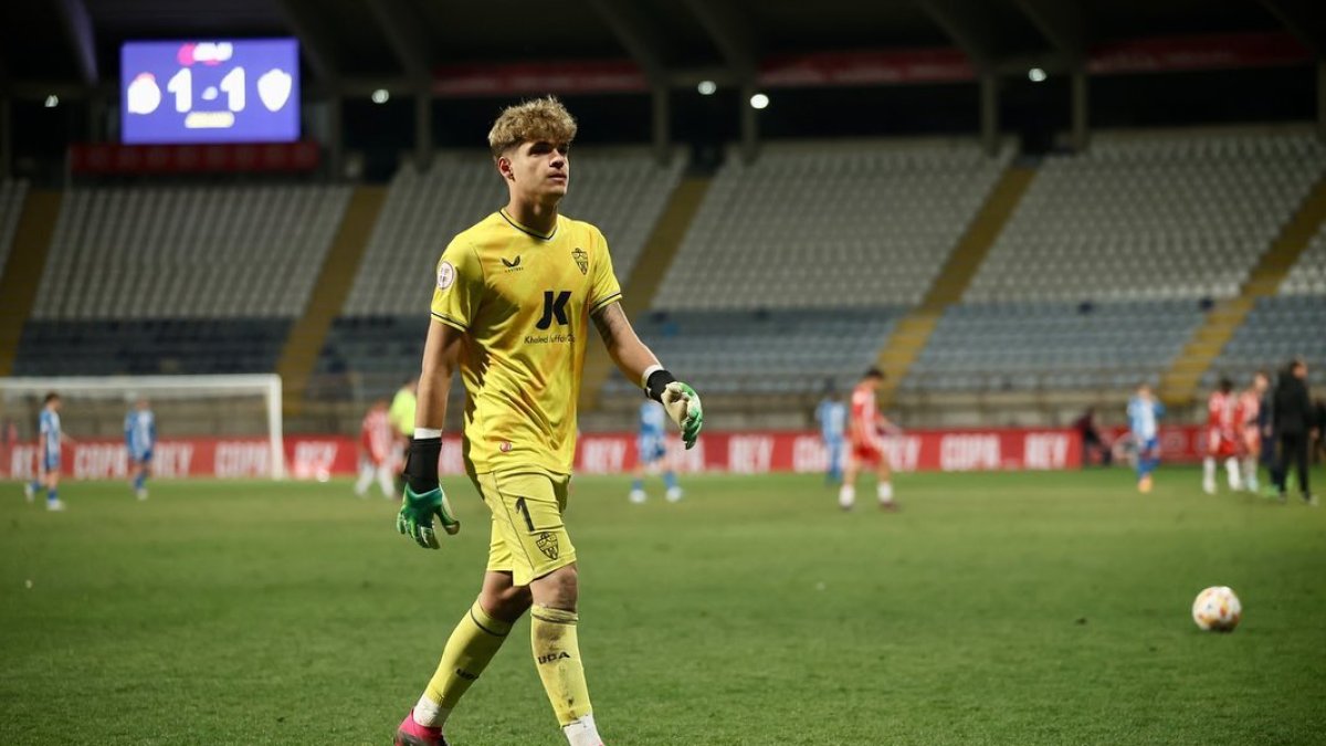 Bruno Iribarne en la semifinal de la Copa del Rey Juvenil frente al Deportivo.