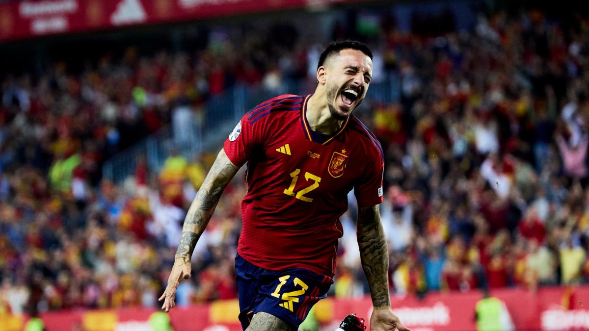 Joselu tras anotar su segundo gol ante Noruega.