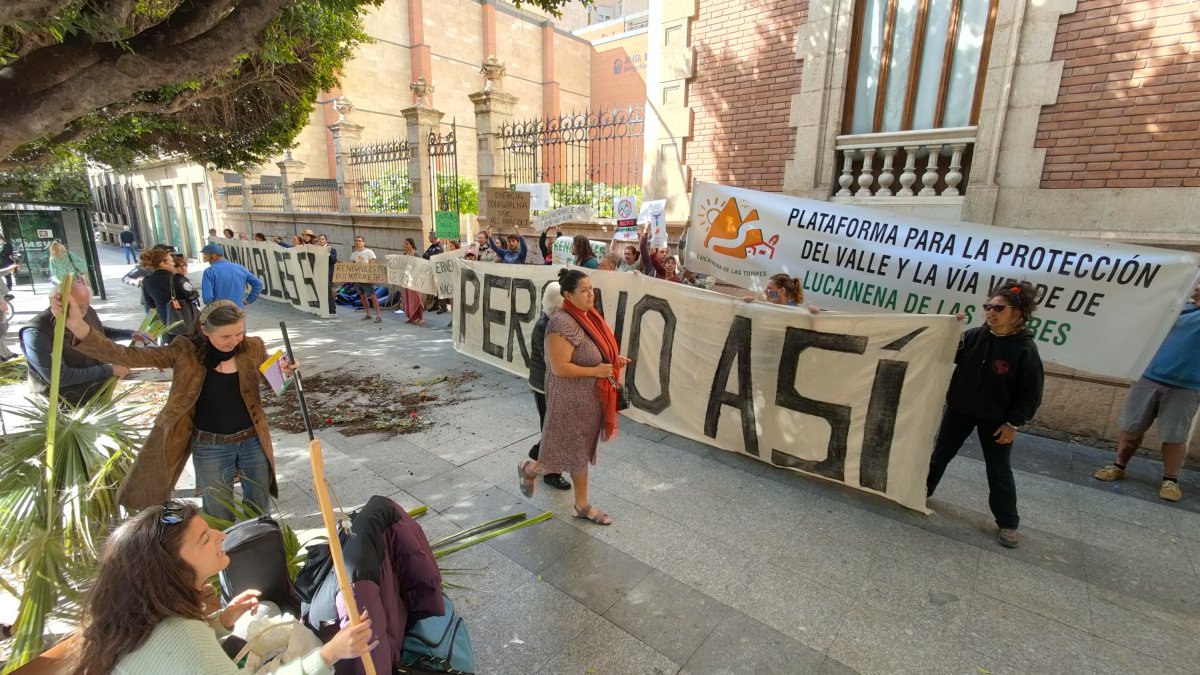 Imagen de la concentración a las puertas de la Delegación del Gobierno de la Junta de Andalucía en Almería.