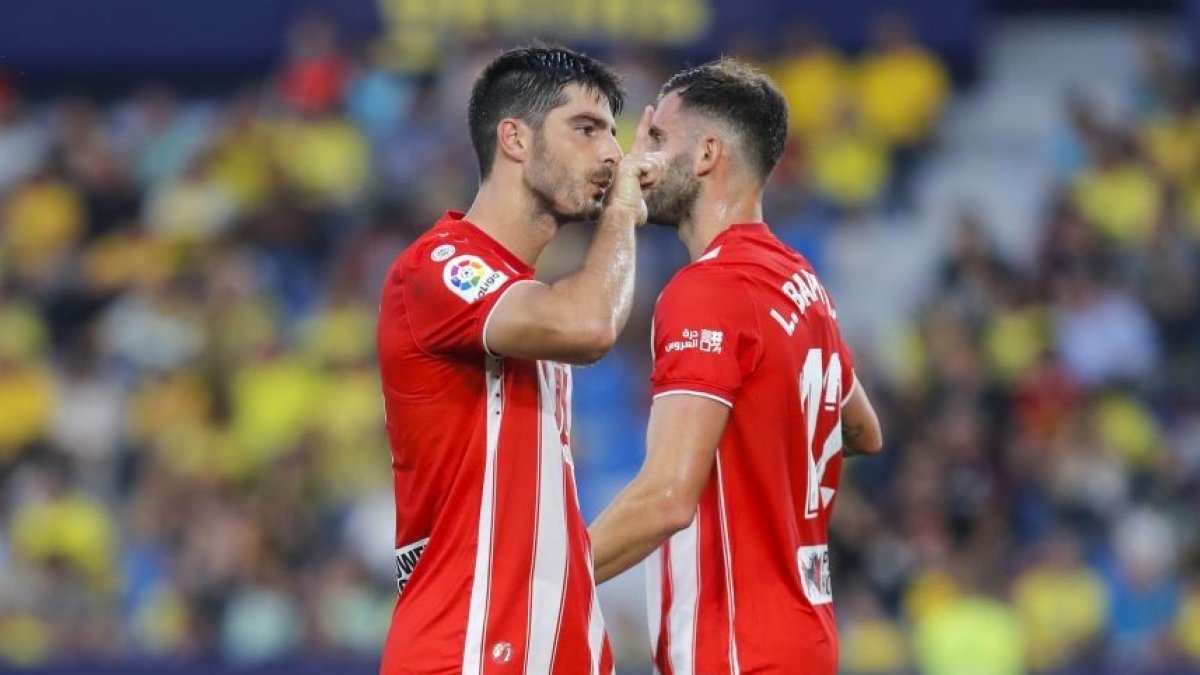 Melero celebra su gol en Valencia al Villarreal.