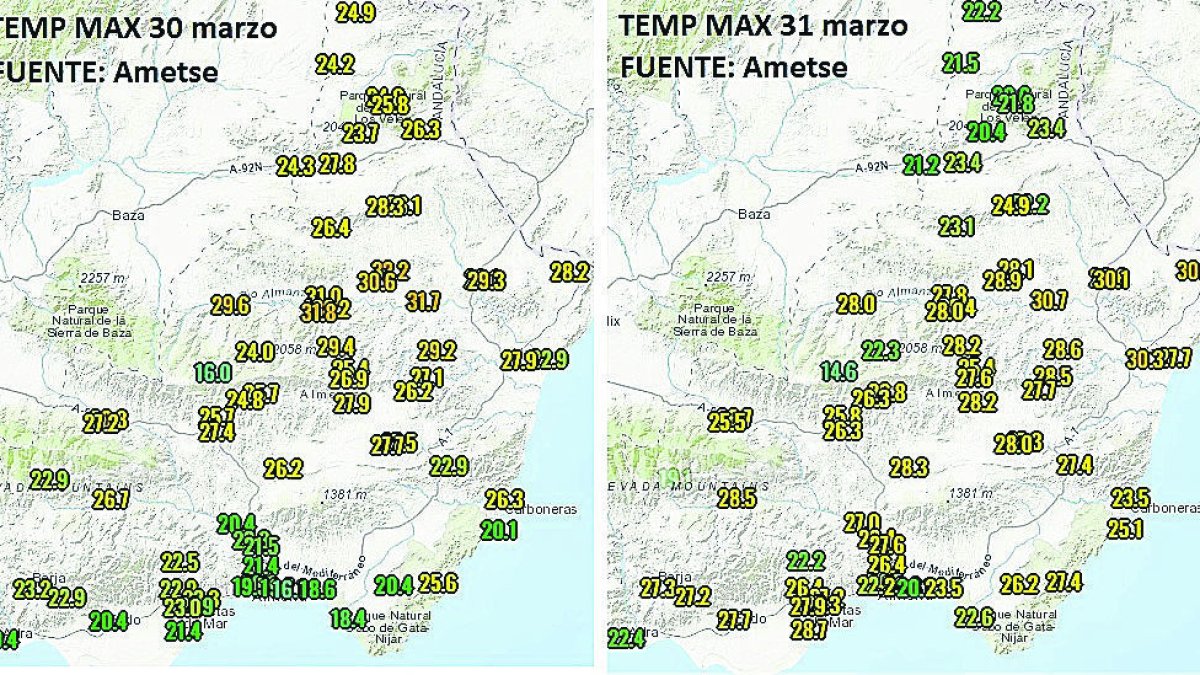 Las temperaturas de final de semana han sido excepcionalmente altas en Almería.