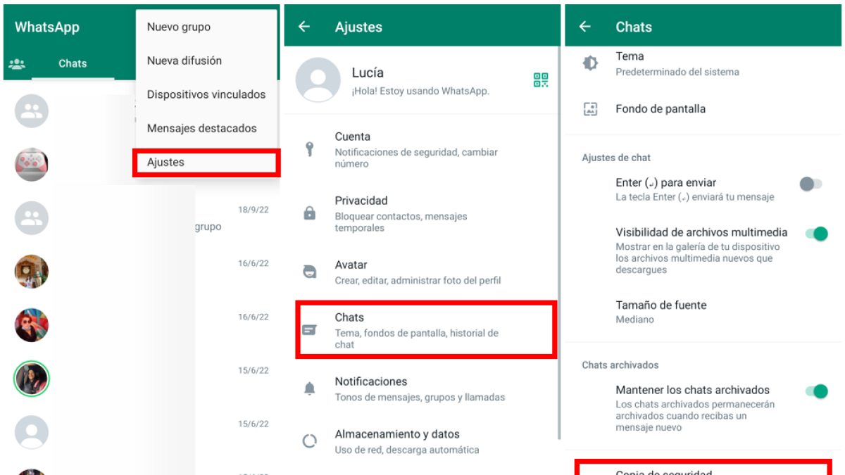 Copia de seguridad de WhatsApp.