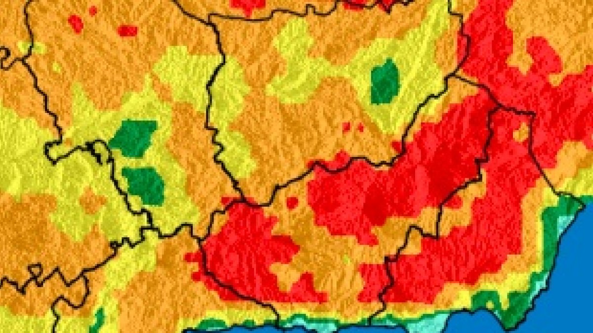 Previsión del riesgo de incendios forestales este martes.