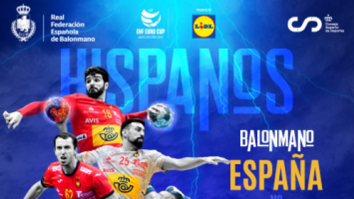 El cartel del España-Dinamarca que se jugará en el Palacio Mediterráneo.