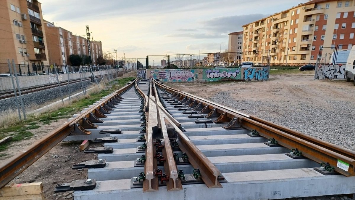 Obras para el cambiador de ancho ferroviario en Granada.