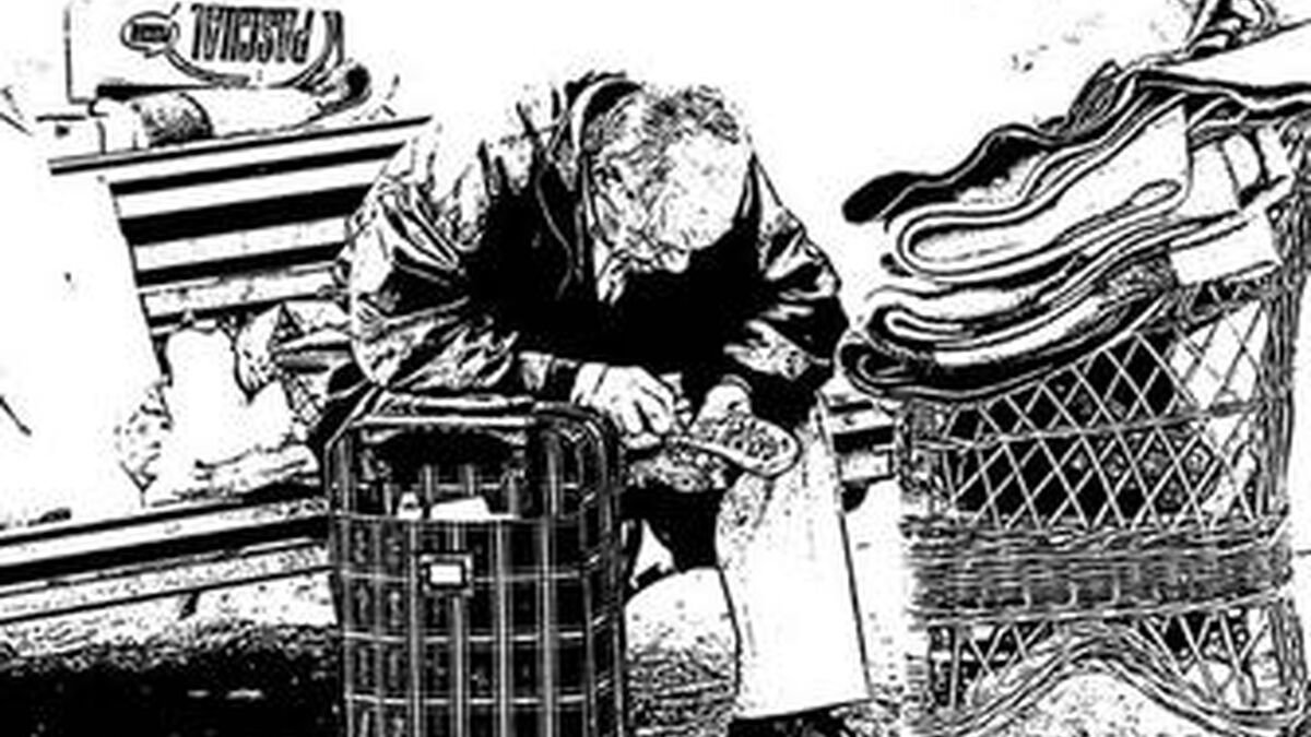 Ilustración de un hombre indigente