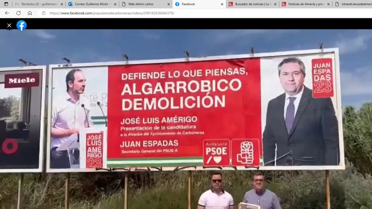 Imagen de un vídeo publicado por el PP de Carboneras.