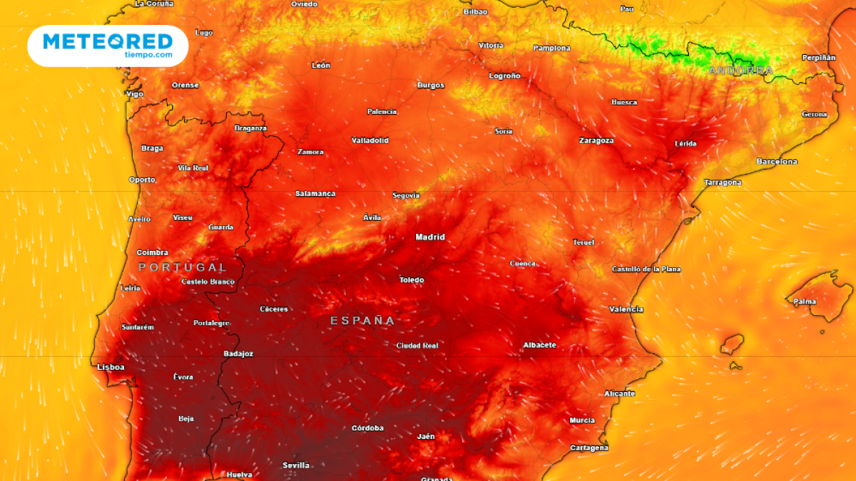 Mapa de temperaturas esperadas el próximo martes según Meteored
