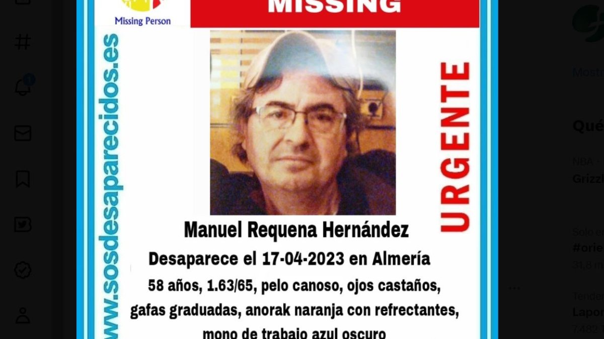 Cartel con el rostro y la descripción del desaparecido.