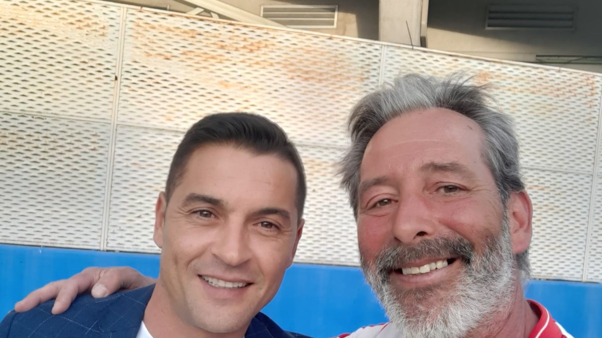 Francisco y Gaspar en el descanso del Getafe-Almería en el Coliséum.