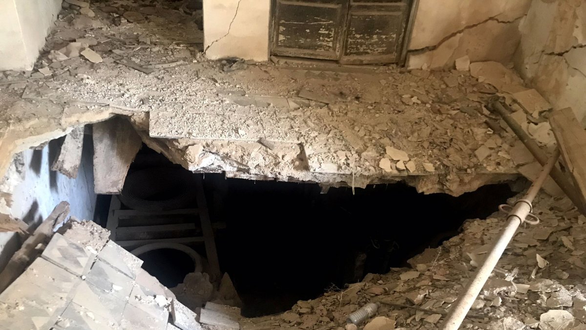 Último derrumbe sufrido por el palacio, con la caída del techo de la histórica bodega.