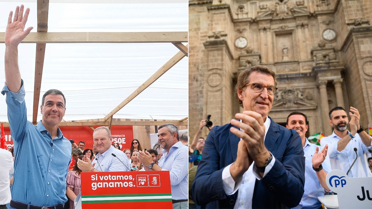 Sánchez y Feijóo, en la última campaña en Almería.