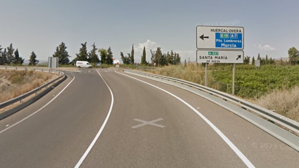 Imagen de google maps de la A-7 a la altura de Huércal-Overa