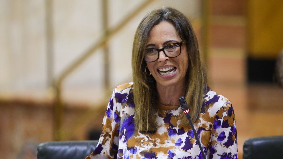 La consejera de Fomento, Articulación del Territorio y Vivienda, Rocío Díaz, en el Pleno del Parlamento andaluz.