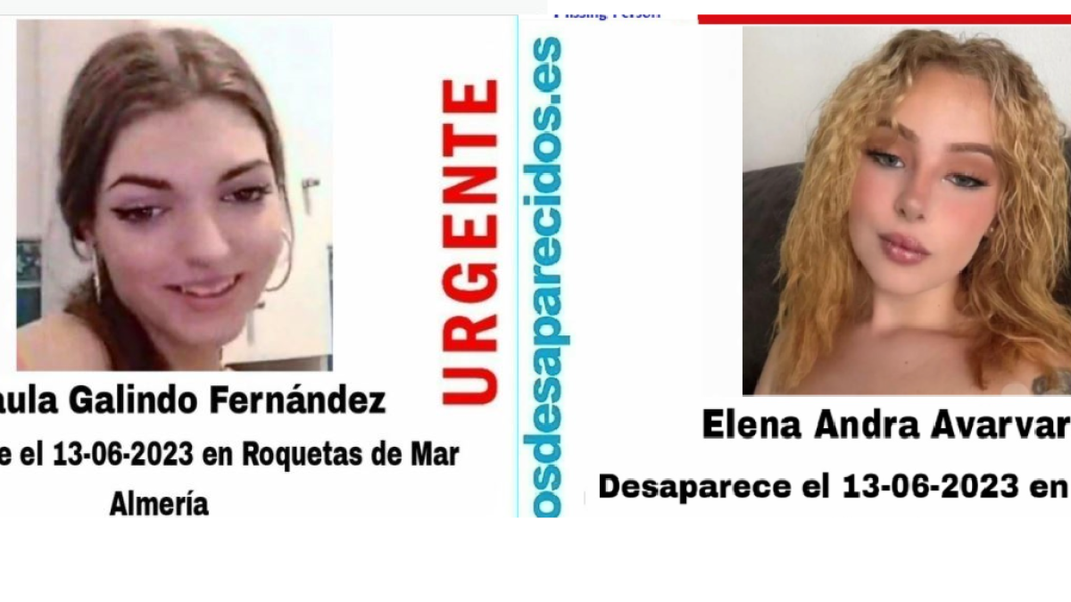 Carteles con las imágenes de las menores desaparecidas.