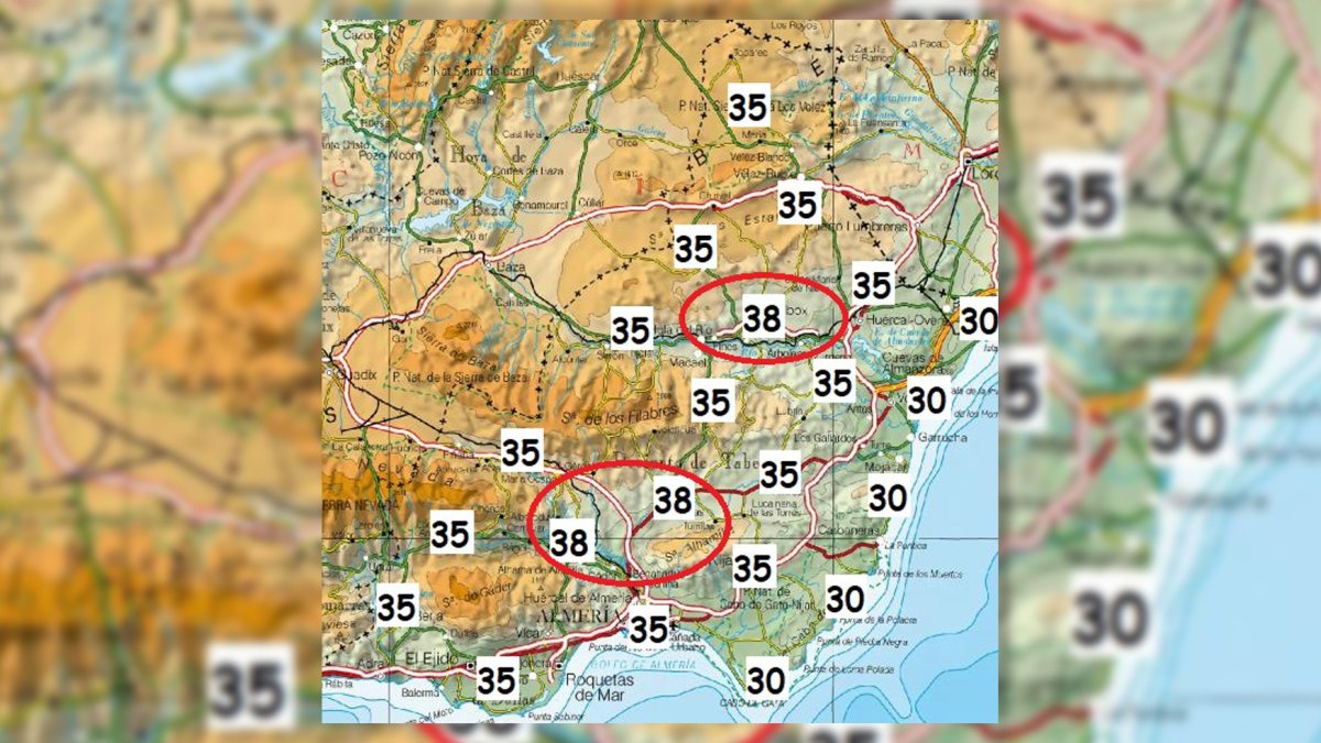Mapa de temperaturas esperadas para este fin de semana en la provincia