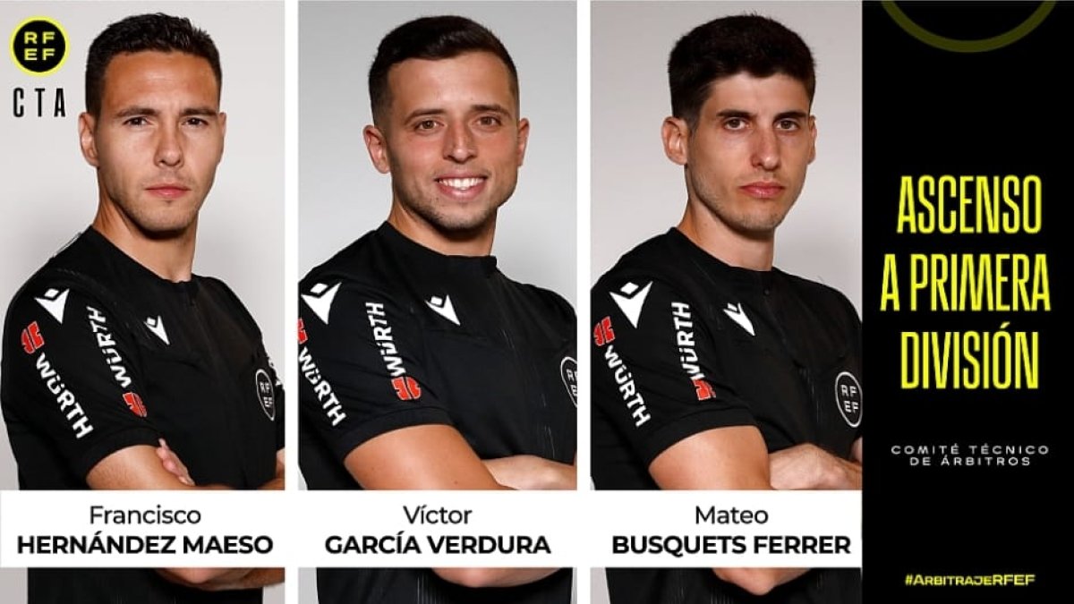 Los tres árbitros nuevos de Primera División.
