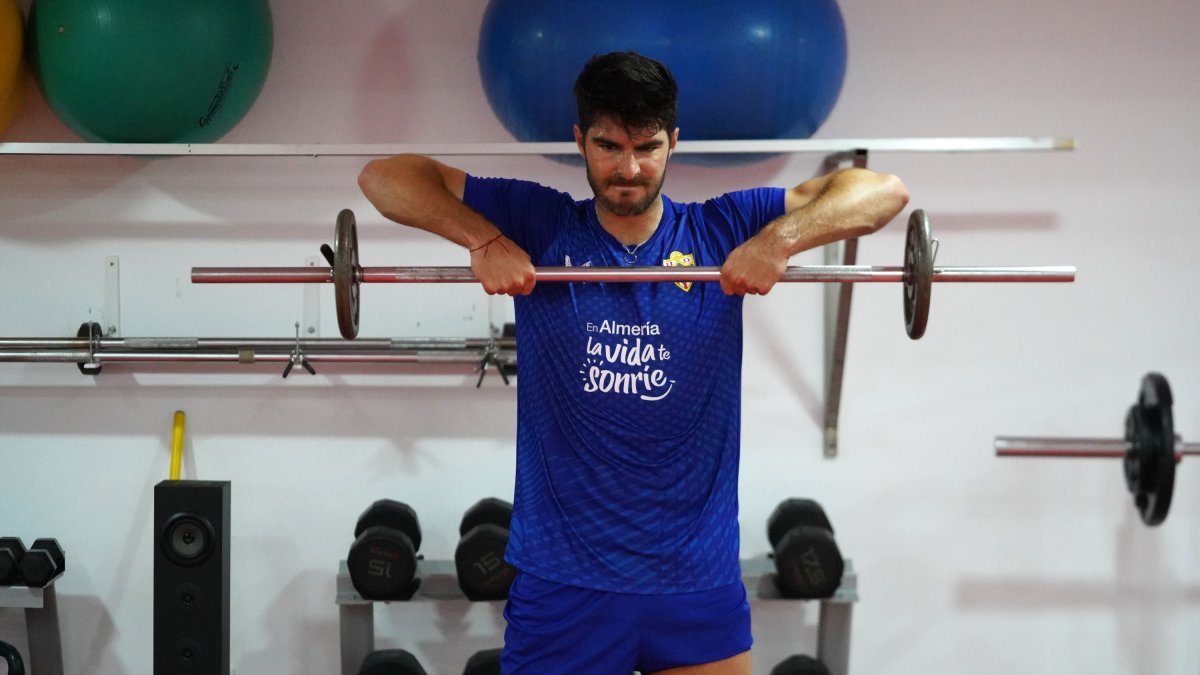 Melero en el gimnasio del Estadio de los Juegos Mediterráneos.
