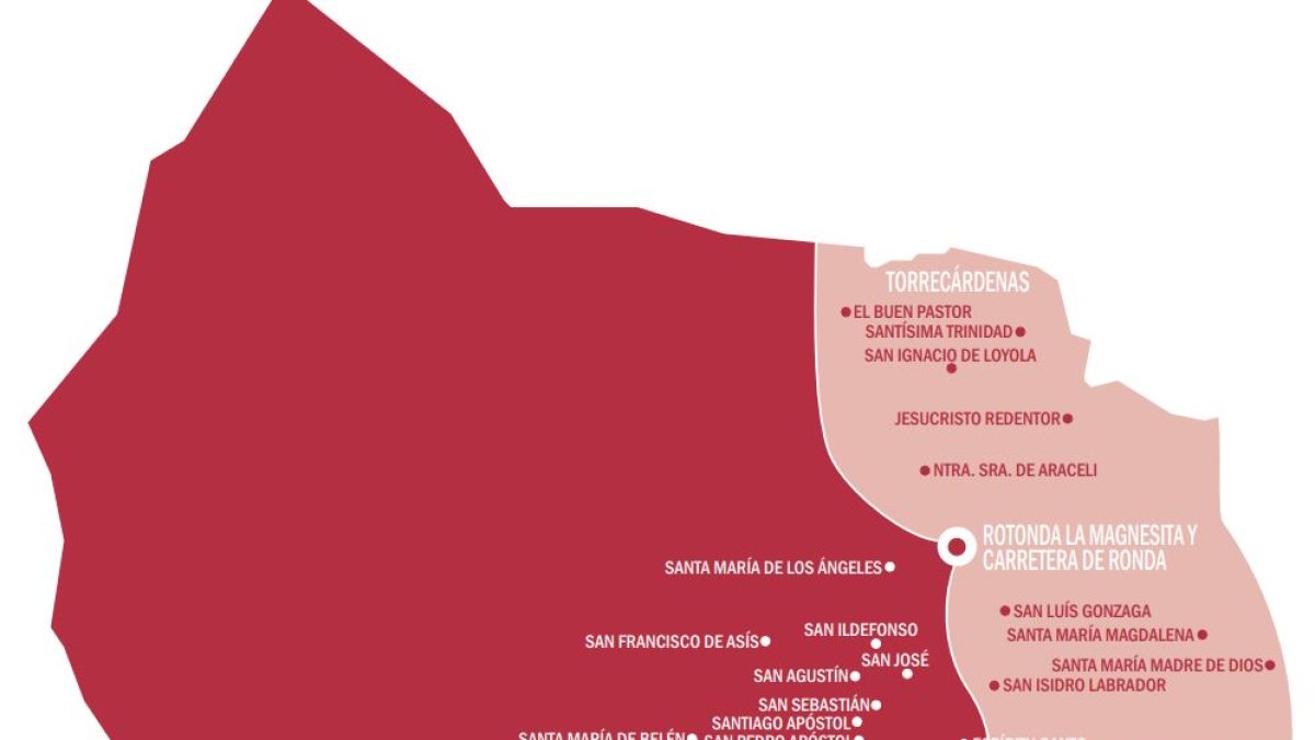 Mapa de la división en dos zonas en la capital.