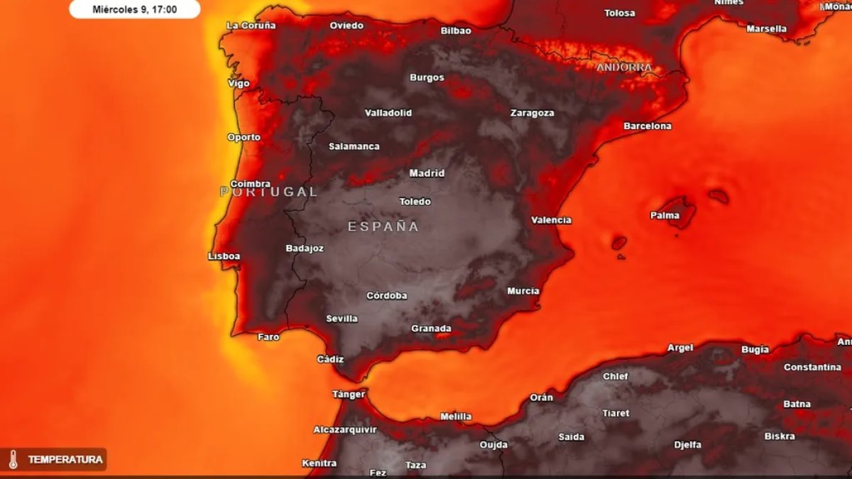 Mapa de temperaturas máximas del miércoles, según pronóstico de Meteored